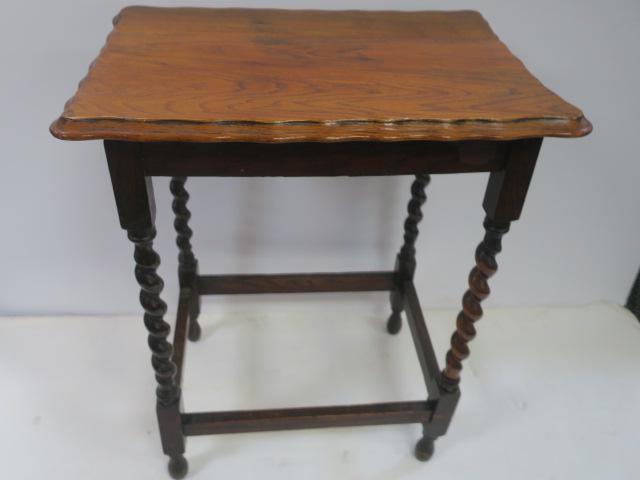 English Oak Barley Twist End Table: (1 of 3)