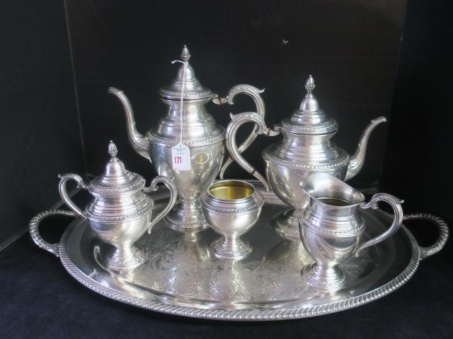 ROGERS Sterling Silver 5 Piece Tea/Coffee Service: (1 of 4)