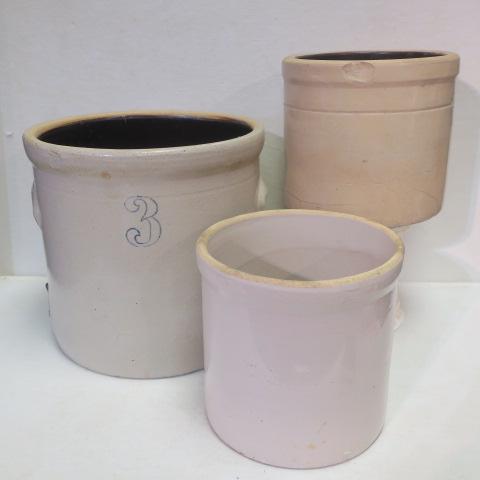 Three Stoneware Antique Crocks: (1 of 5)