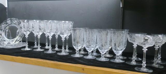 HEISEY "Orchid" Stems and Plates, 24 Pieces: (1 of 3)