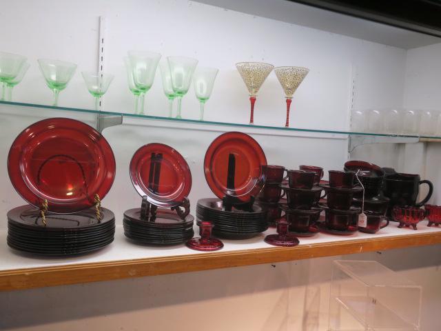 Collection of Red Glassware, 73 Pieces: (1 of 6)