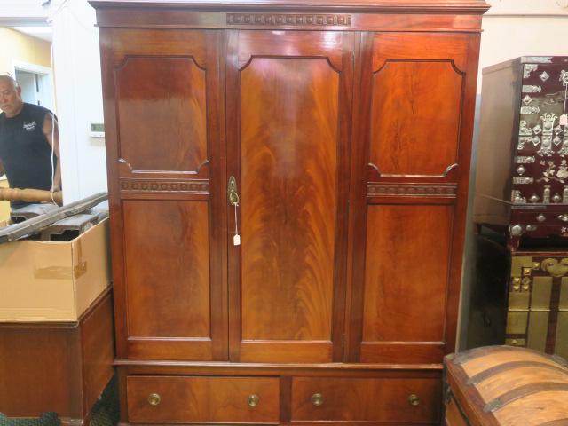 Flame Mahogany Two Drawer Armoire: (1 of 3)