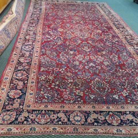 Large Red Ground Dining Room Rug with Six Bands: (1 of 4)