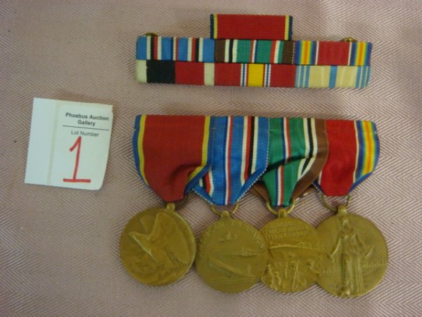 World War 2 Naval Medal Set:: World War 2 Naval Medal Set: Naval Reserve Faithful Service Medal, World War II Victory Medal, American Campaign Medal and European, African, Middle Eastern Service Medals. with Ribbon Set.