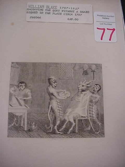 William Blake Engraving and Poem, CA. 179: William Blake Engraving and Poem, CA. 1797 Goat Without a Beard Engraving and Poem of Same Name. From Book Written and Published by Blake 1797