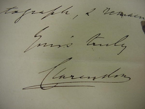 Two Autographs George Villiers Two lette: Two Autographs George Villiers Two letters by George William Frederick Villiers, British Statesman.