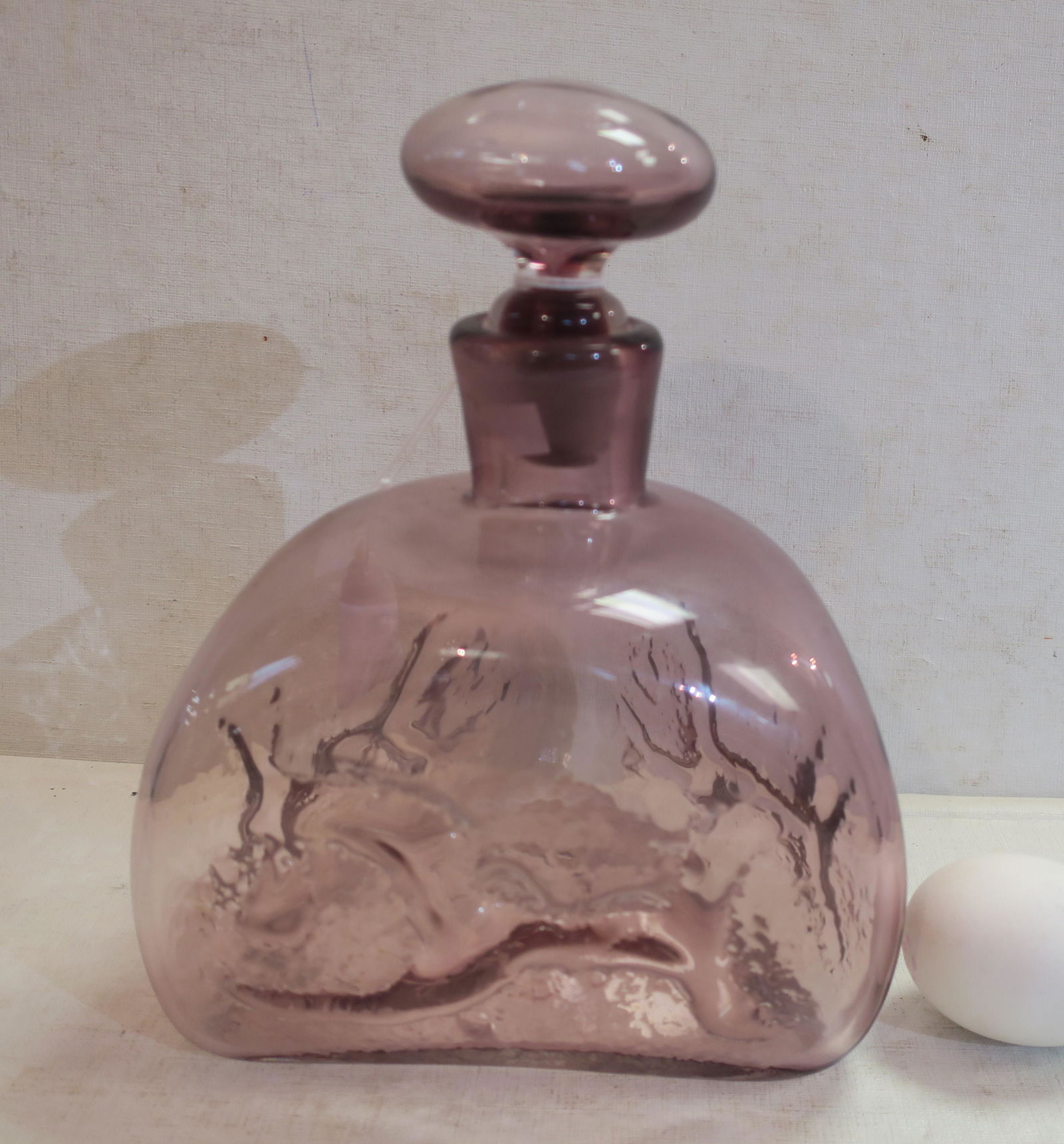 Rare Husted BLENKO Three Sided Amethyst Decanter: Wayne (1 of 3)