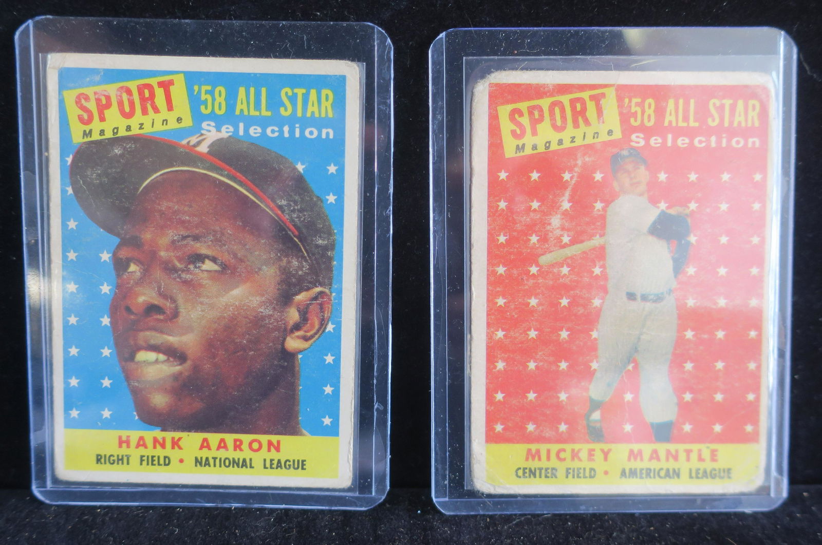 TWO 1959 BASEBALL COLLECTOR CARDS;'58 ALL STAR TEAM: (1 of 3)