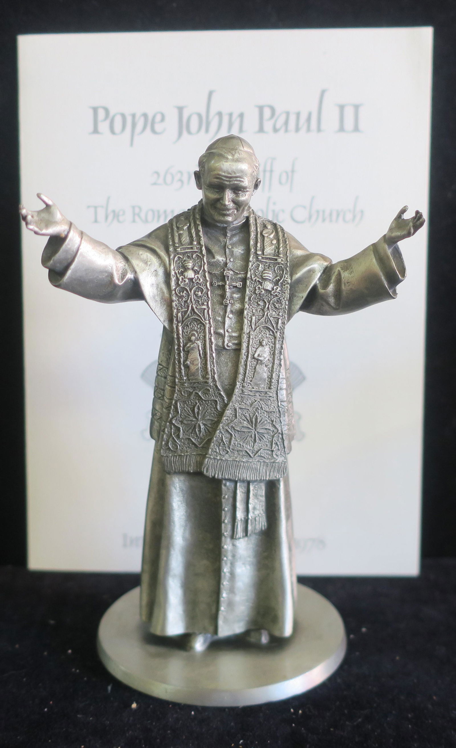 DAVID LaROCCA Pewter Sculpture POPE JOHN PAUL II: (1 of 3)