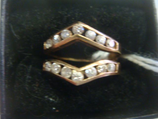 14KT Yellow Gold Diamond Ring Guard: Size 5. Double Row (1 of 3)