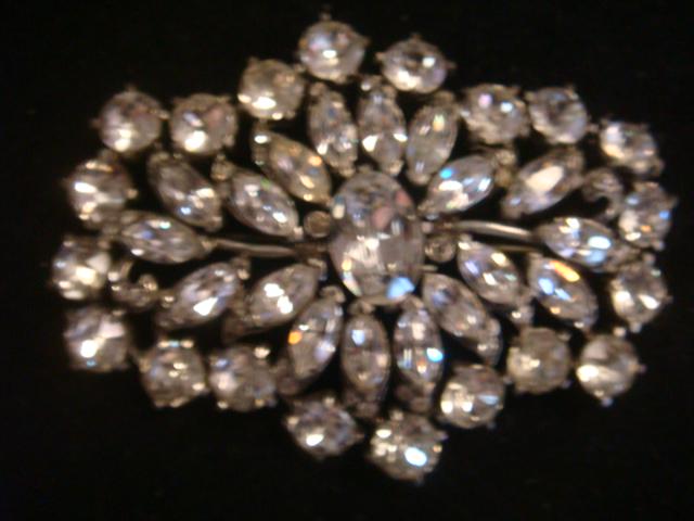 Vintage EISENBERG Statement Clear Rhinestone Brooch: (1 of 3)