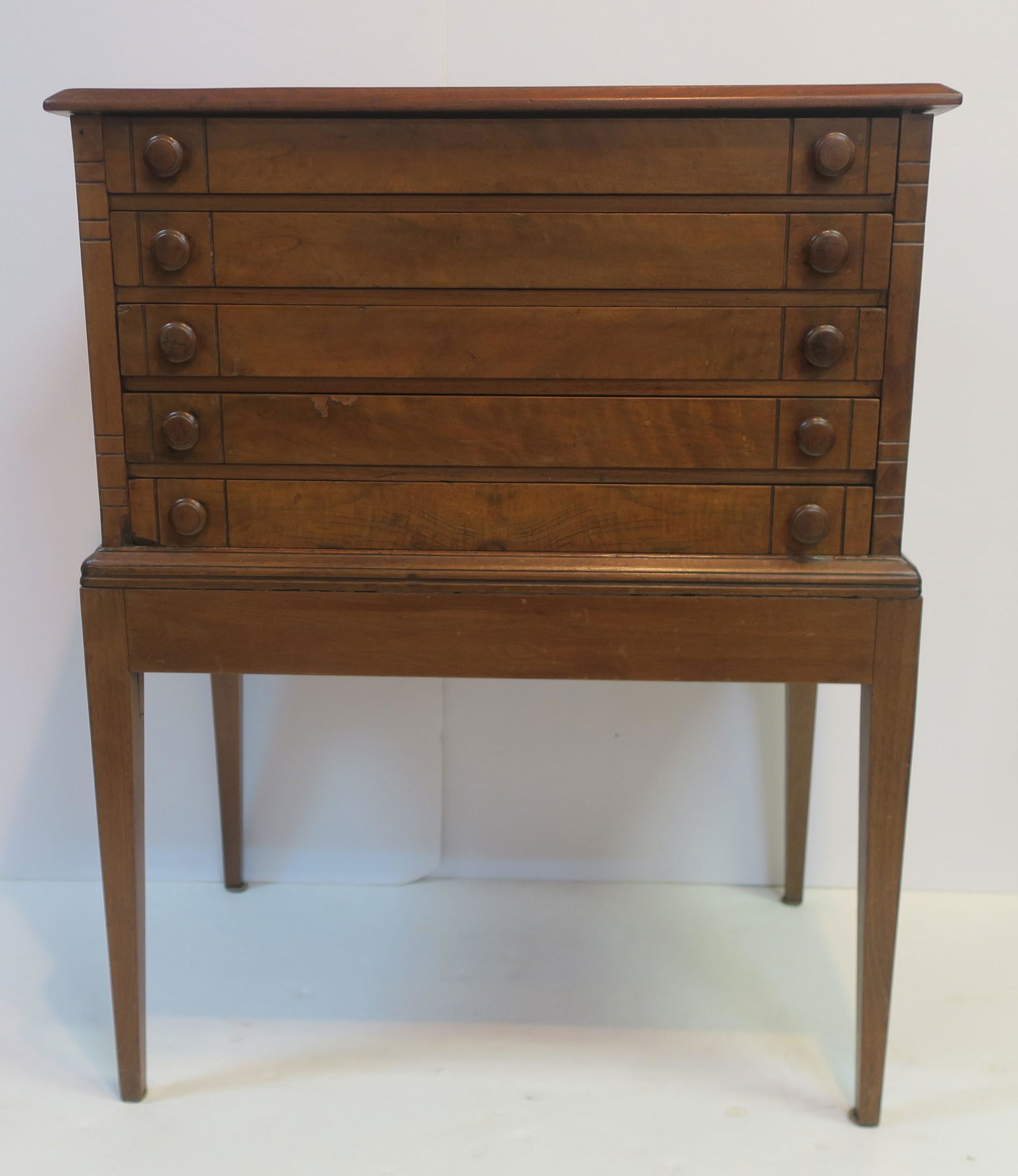 Five Drawer Spool Cabinet/Table: Beveled Top, Each (1 of 3)