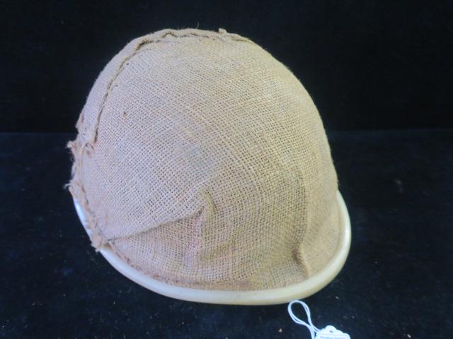 Iraqi Helmet with Burlap Cover: With Internal Webbing.: Iraqi Helmet with Burlap Cover: With Internal Webbing. (100-200)