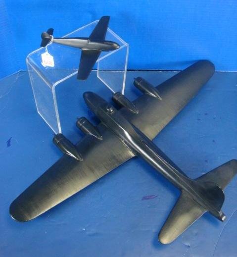 2 WW II AIR RECOGNITION MODELS B-17 & ME 109:: 2 WW II AIR RECOGNITION MODELS B-17 & ME 109: America's Famous Flying Fortress and Germany's Most famous Fighter Plane. Handmade British Models, 1/72 Scale. B-17 is 25" x 17 1/2" Labeled FORTRESS II o