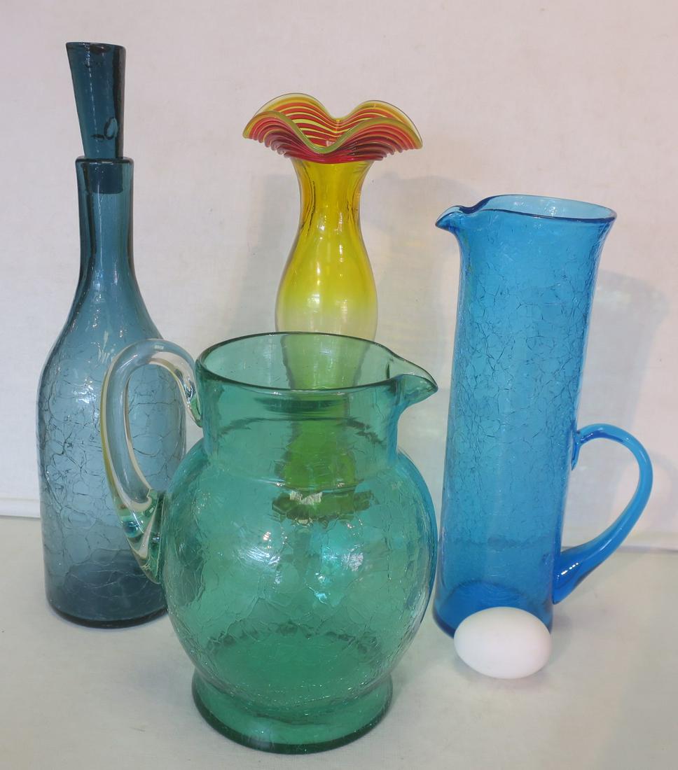 Lot of 4 Pieces of Art Glass with Two BLENKO Pieces: (1 of 3)
