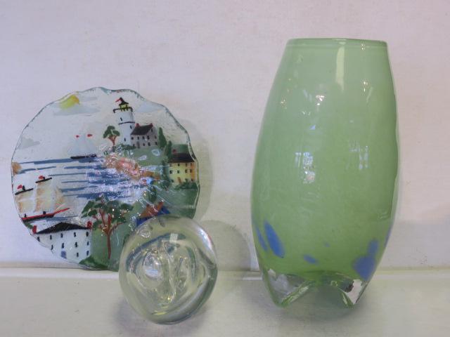 EICKHOLT Paperweight, Fused Glass Bowl & Vase: (1 of 4)