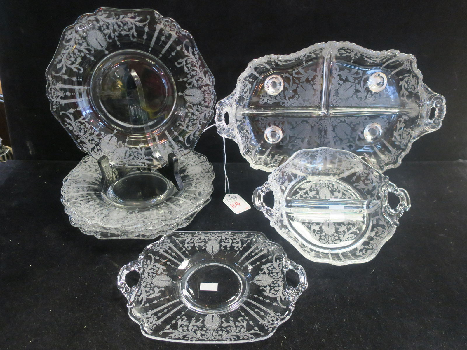 Eight CAMBRIDGE "Candlelight" Plates and Servers: (1 of 3)