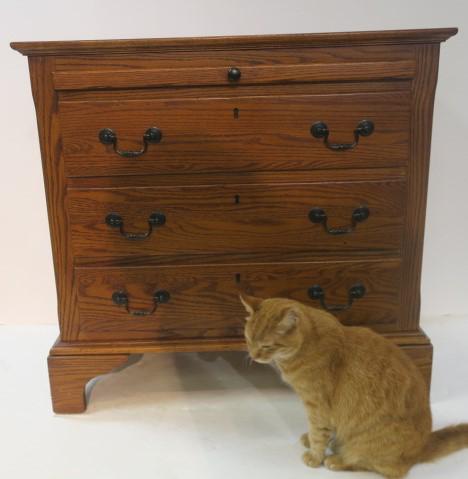 Golden Oak K.S. SUMMIT Three Drawer Chest with Slide: (1 of 5)