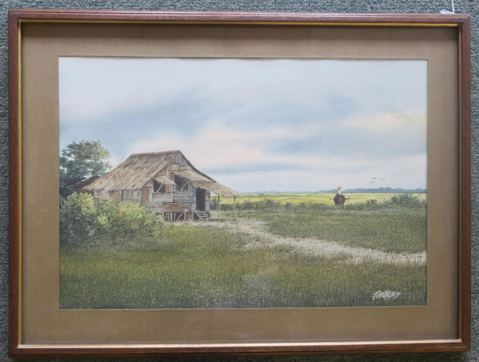 Signed MIKE DANTES, Farm Landscape, Watercolor: (1 of 3)