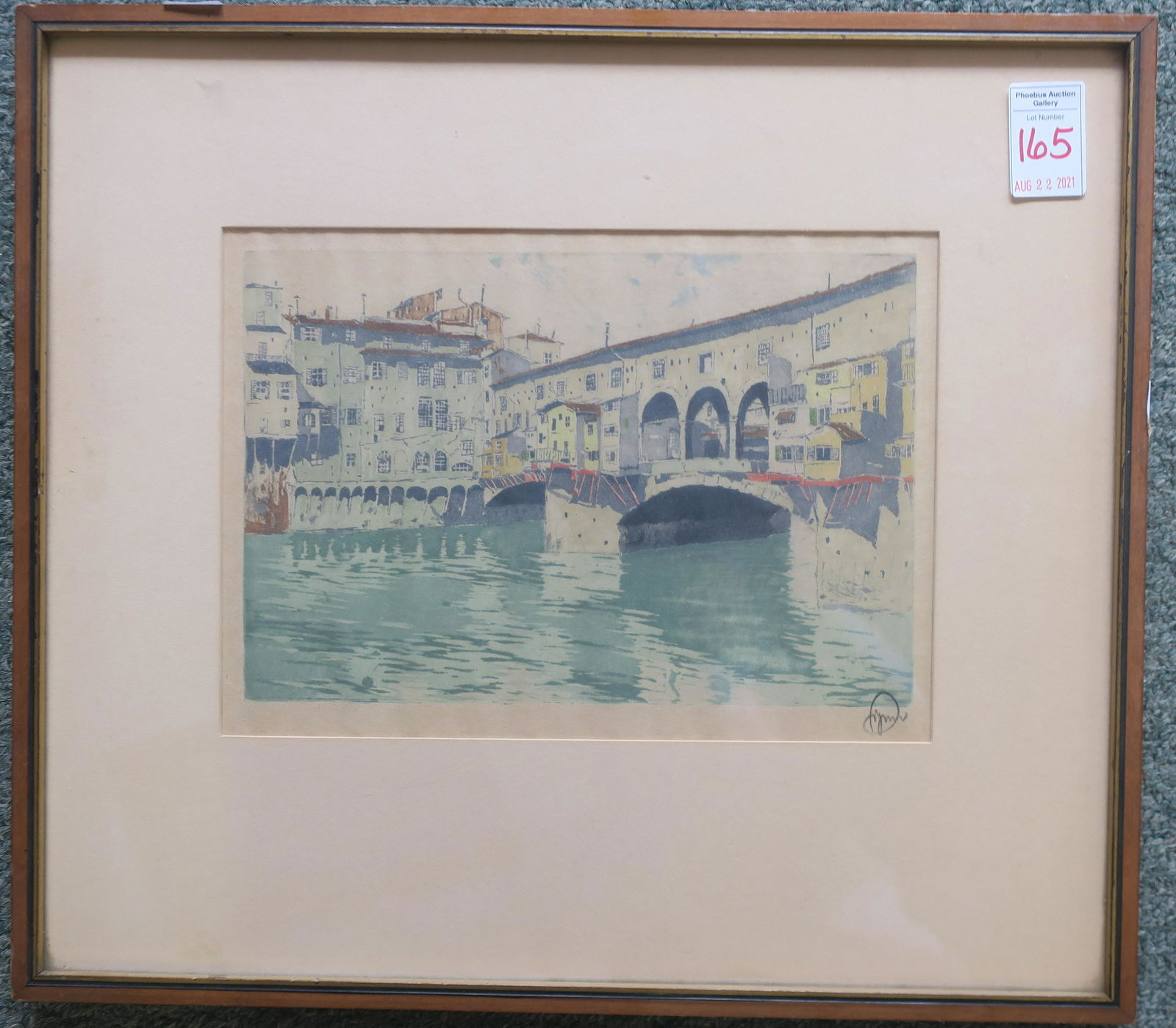 HANS FIGURA, PONTE VECCHIO, Signed Aquatint Etching: (1 of 3)