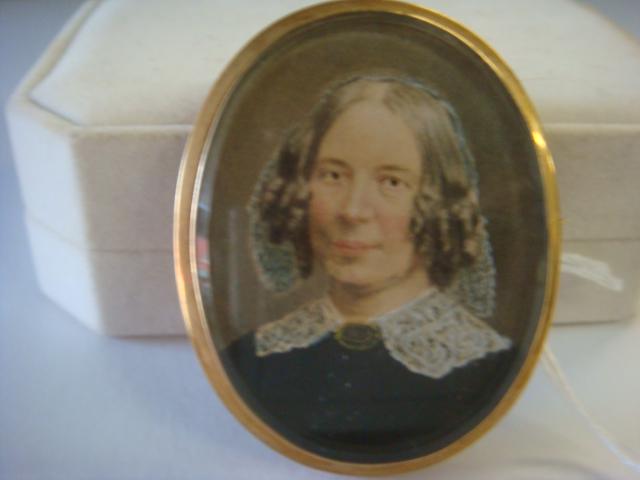 Antique Hand painted 19thC Portrait Brooch: (1 of 3)