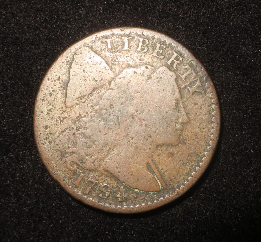 US 1794 LIBERTY CAP, HEAD OF 1794 Large Cent, VG-8: (1 of 2)