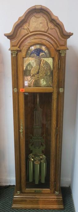 PEARY Moon Dial Oak Tall Case Clock: (1 of 3)