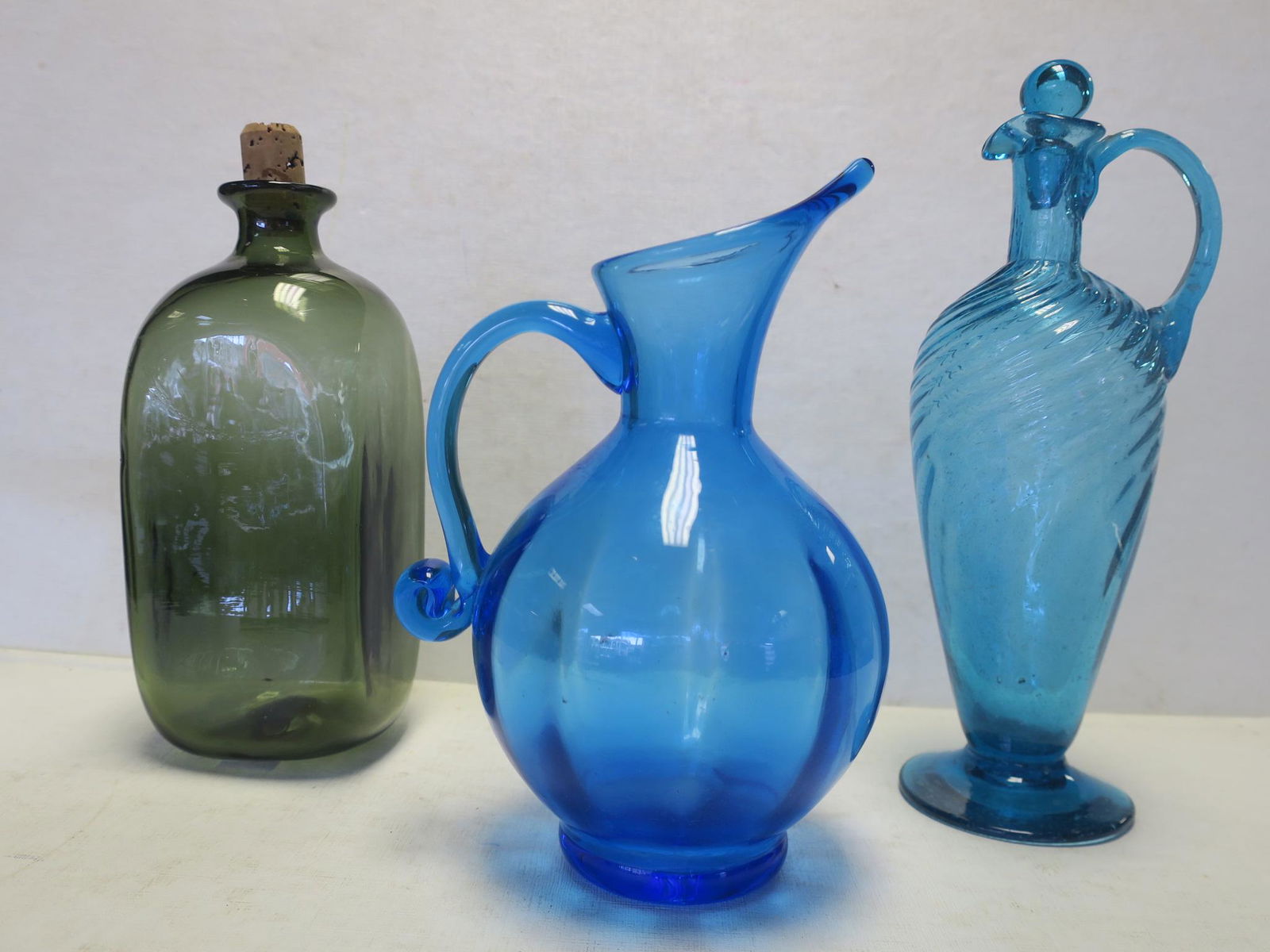 Blown Glass Ewer, Pitcher and Bottle: (1 of 5)