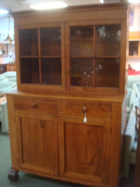 Antique 2 Pc. Oak Cabinet with Double Door Glazed Top (1 of 4)