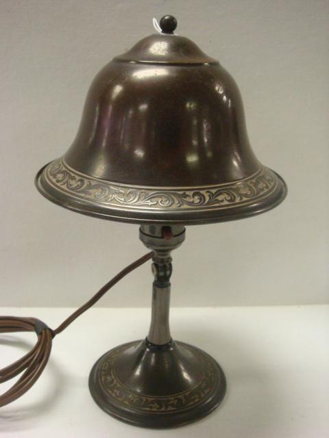 THE GREST MFG CO Bronzed Finish Table or Wall Lamp: THE GREST MFG CO Bronzed Finish Table or Wall Lamp: 12"T Lamp is Made to Sit on a Table or Top Tilts to Hang on Wall. Marked The Grest Mfg Co, New Haven, Conn, Pat Nov 10 1908, May 19 1925, Other Pat 