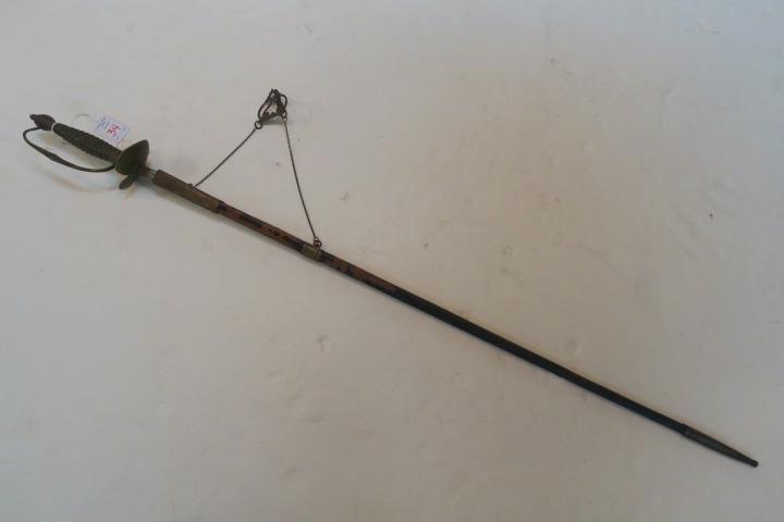 Civilian Small Sword with Leather Scabbard: (1 of 3)