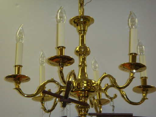 290 Virginia Metalcrafters Brass Colonial Chandelier