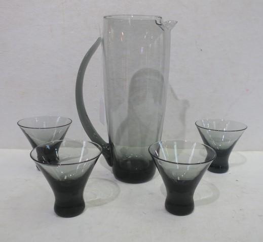 MORGANTOWN "Normandie Smoke" Glass Martini Set: (1 of 3)