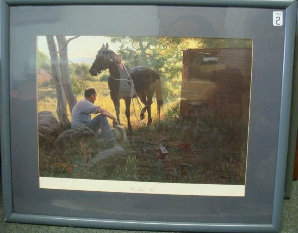 Limited Edition A T COX Horse Print:: Limited Edition A T COX Horse Print: #803/1000, The Last Shoe, New Mexico Artist. 26" X 32". (120-180)