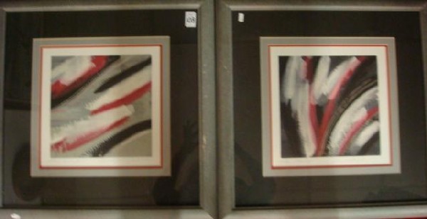 2 Pencil Signed THOMPSON Acrylic Abstract Painting: 2 Pencil Signed THOMPSON Acrylic Abstract Paintings: Title Moon Dogs and Solar Dust. 23" Square. Signed LR. (100-140)