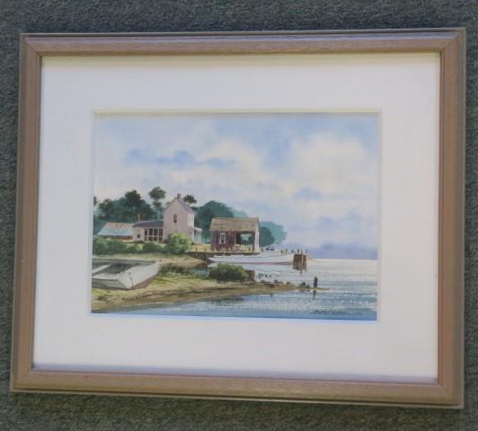 J ROBERT BURNELL Landscape Watercolor:: J ROBERT BURNELL Landscape Watercolor: Listed VA Artist, 1929-2021, Who Documented Tidewater Waterways with Over 6,000 Paintings. Teacher, Architect, Marine Artist. Chicken House, Farmhouse and Workbo