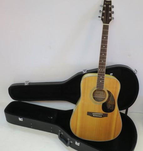 Hand Crafted 6 String Acoustic Guitar with Hard Case:: Hand Crafted 6 String Acoustic Guitar with Hard Case: Spruce Body, Front, Back & Sides. "Sungeum" on Head. Mother of Pearl on Frets of Rosewood Neck. Label inside CRAFTER. Model MD-04. Excellent Condi