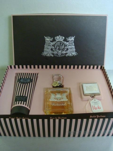 JUICY COUTURE Body Cream, Perfume, Solid Perfume S: JUICY COUTURE Body Cream, Perfume, Solid Perfume Set: 12" Diameter, 32"T. Full Swing Meridian, Lapis (50-90)