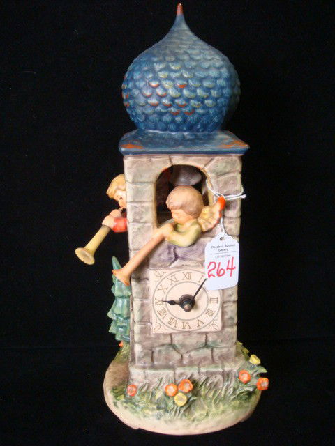 GOEBEL HUMMEL Century Collection 1988 Call to Wors: GOEBEL HUMMEL Century Collection 1988 Call to Worship Clock: Battery Operated, 13 1/2"T. Plays Melody on Hour. TMK6, 7" Diameter Base. In Original Box. (500-900)