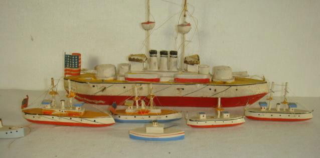7 Wooden Ship Models Battle of Manila Bay: 7 Wooden Ship Models Battle of Manila Bay: Models of the US Warships that Took Manila and Made Adm. Dewey the Hero of the Spanish American War. Olympia is 10 3/4" x 6" , Rest are 4" to 2 1/2". Painted
