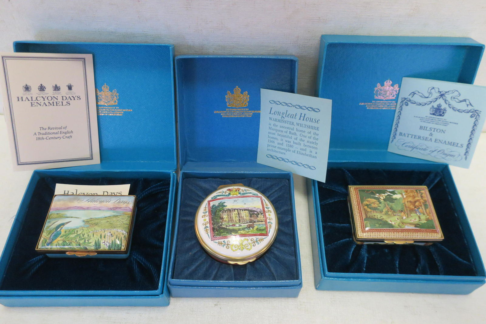 Three BILSTON & BATTERSEA ENAMELS Boxes; 1970-1980: (1 of 3)