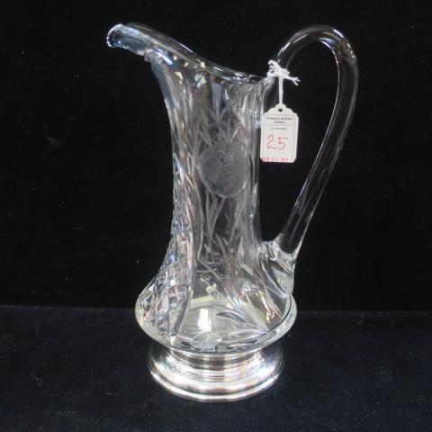 Cut Crystal Pitcher with Sterling Foot: (1 of 4)