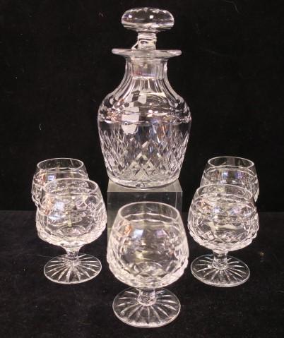 TUDOR "Seymour" Cut Crystal Decanter & 5 Snifters: (1 of 4)