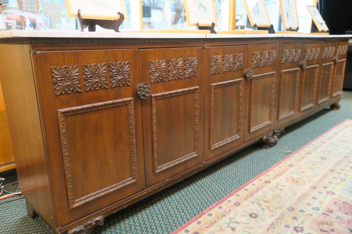 Eleven Foot Long, Four Section Marble-top Credenza: (1 of 5)
