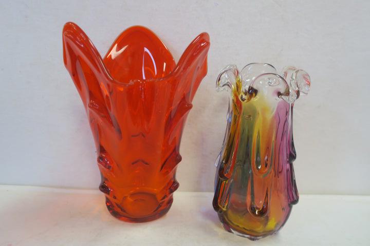 2 Italian Mid Century Modern Glass Vases: (1 of 3)