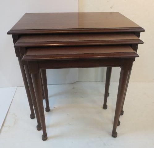Three Mahogany Stacking Tables: (1 of 3)