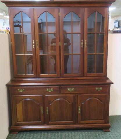 Modern Two Piece Lighted 7 Door China Cabinet: (1 of 5)