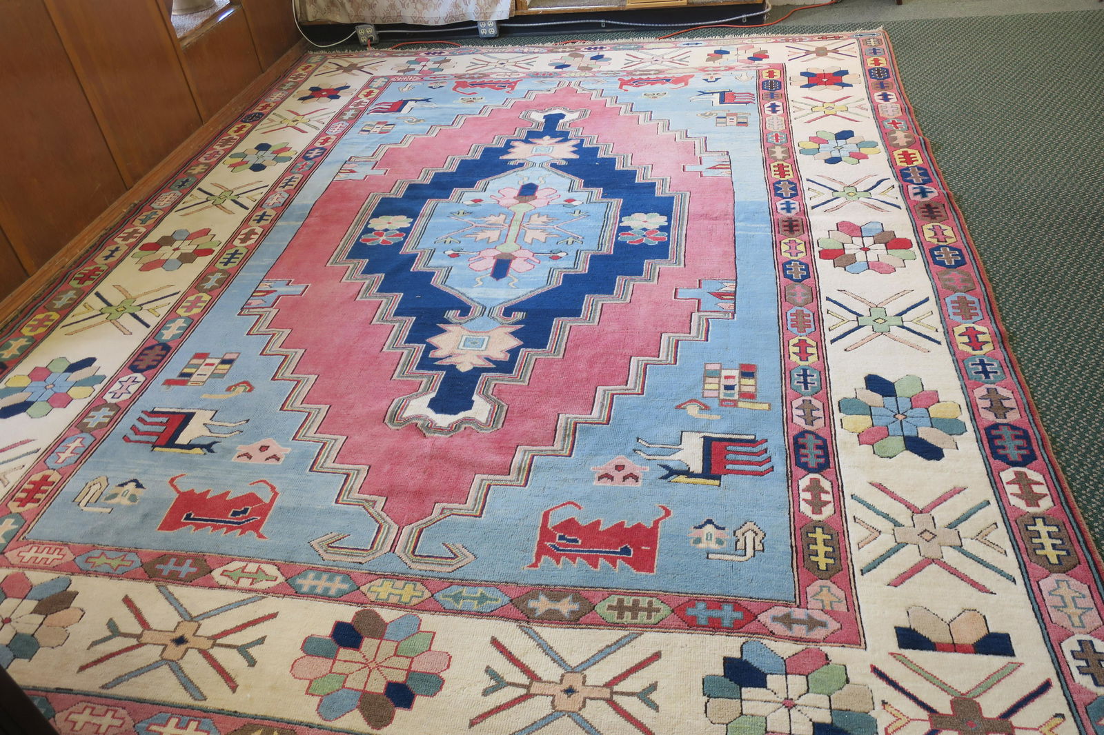 Geometric/Figural Wool Flat Weave Rug 152" x 116": (1 of 5)