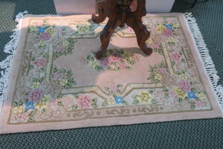 Pair of Rose Color Aubusson Acrylic Area Rugs: (1 of 4)