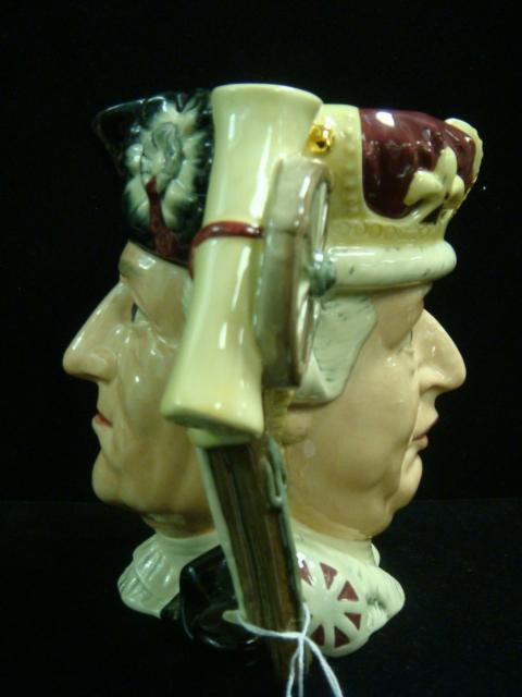 ROYAL DOULTON Toby Jug George III/George Washingto: ROYAL DOULTON Toby Jug George III/George Washington: D6749. Designed by Michael Abberley. Series "The Antagonists' Collection". The Siege of Yorktown 1781. 1985 Limited Edition 2978/9500. 7 1/4"T. Dou